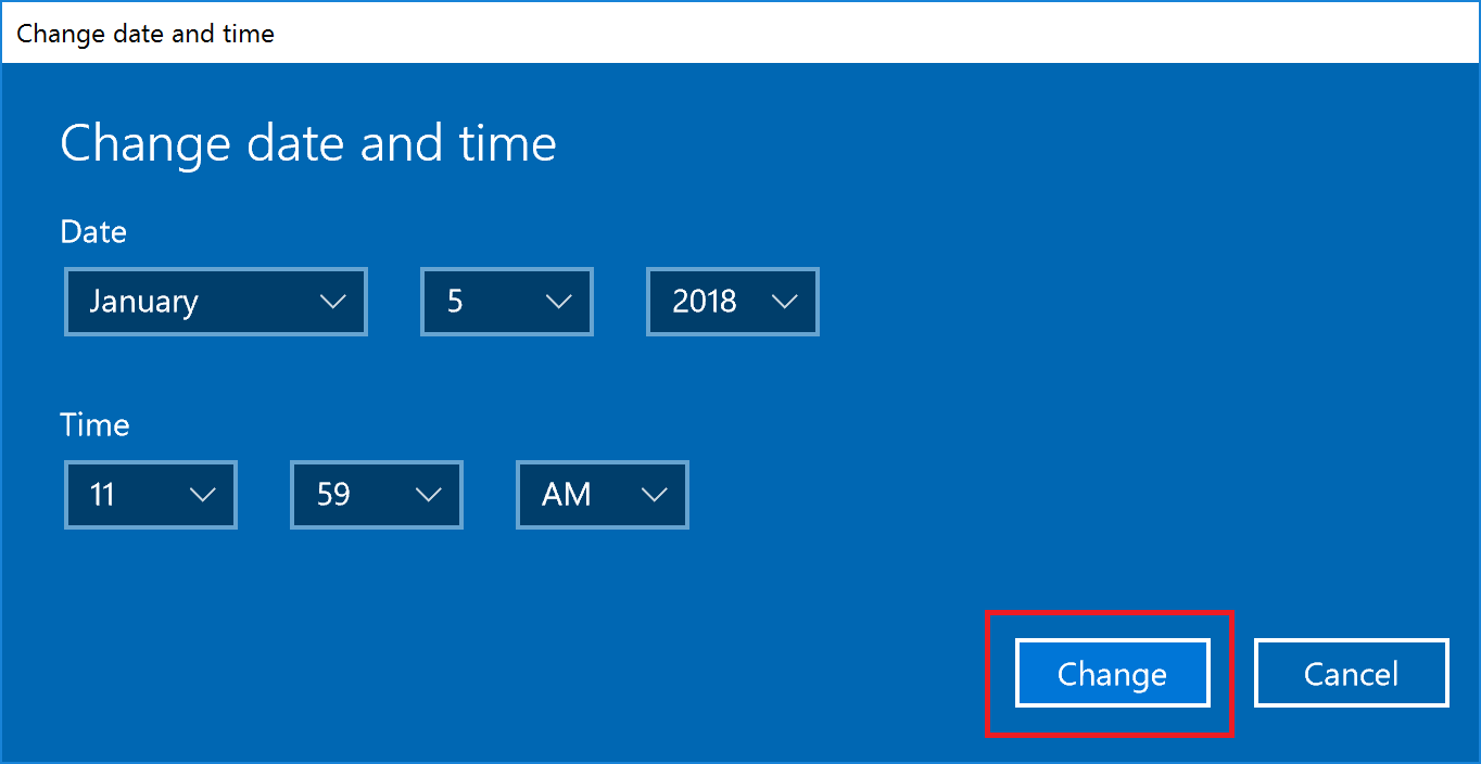 Enter date/time and change