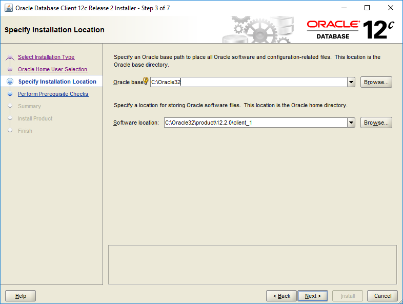 image of the oracle32 folder directory