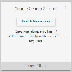 Course Search and Enroll widget screenshot