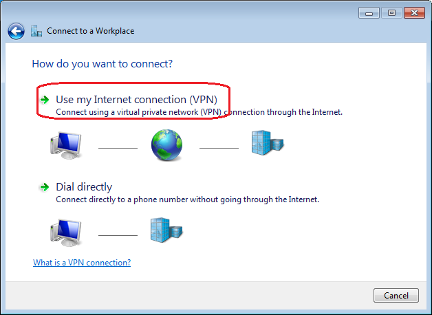 Use my Internet connection (VPN)