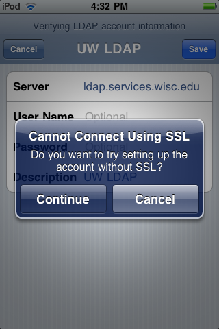 SSL Warning message