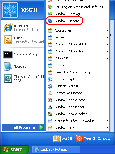 windows xp zie Windows-updates