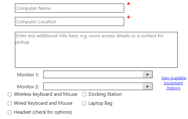 Write-in boxes and drop down menus