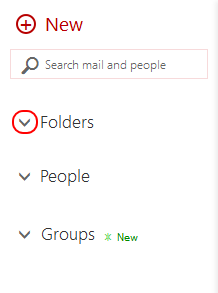 Screenshot of the folder tree in Outlook on the web