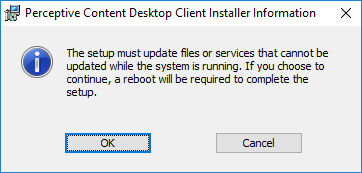 Reboot will be required, click [OK] to acknowledge