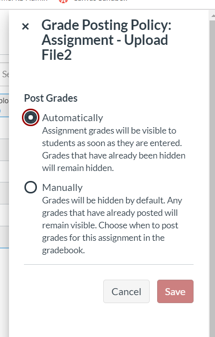 Grade Posting Policy options