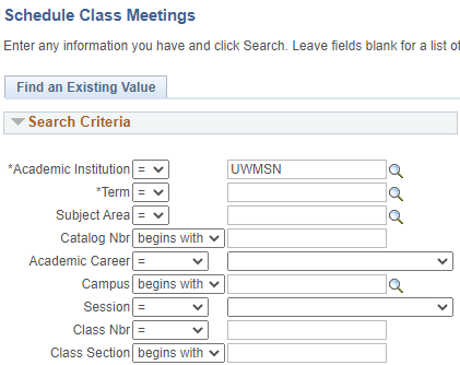 Class Meetings search