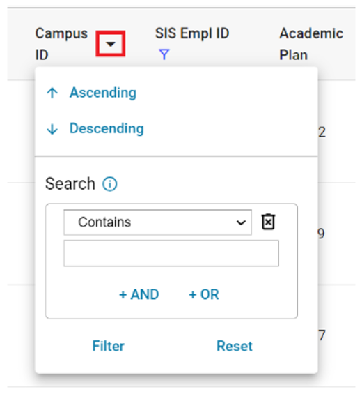 Filter and/or sort audit results