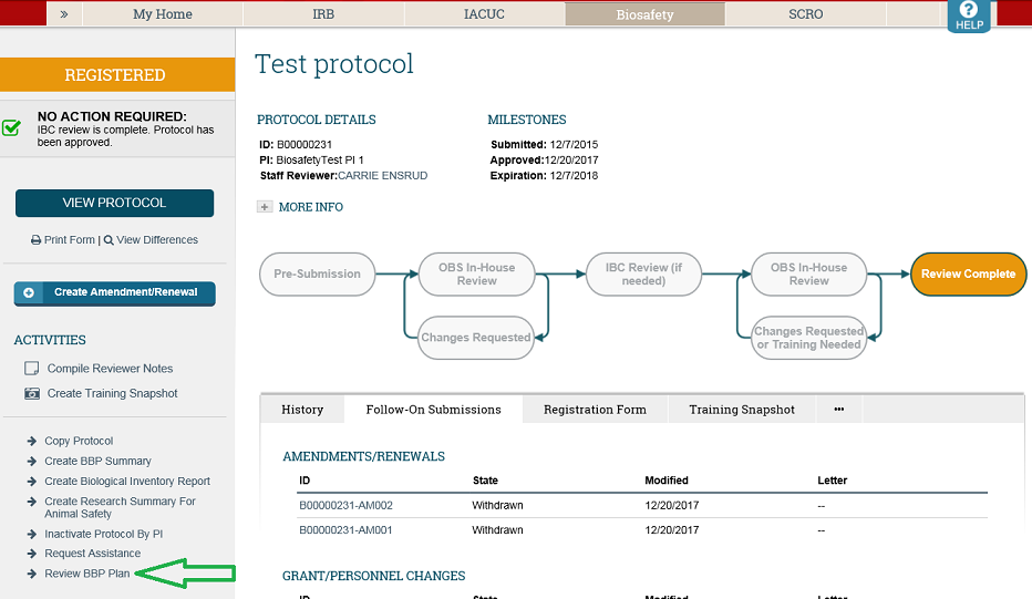 BioARROW General Help Reviewing a BBP Exposure Plan