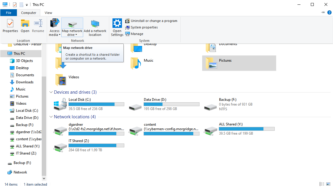 Mapping a Network Drive in Windows 10