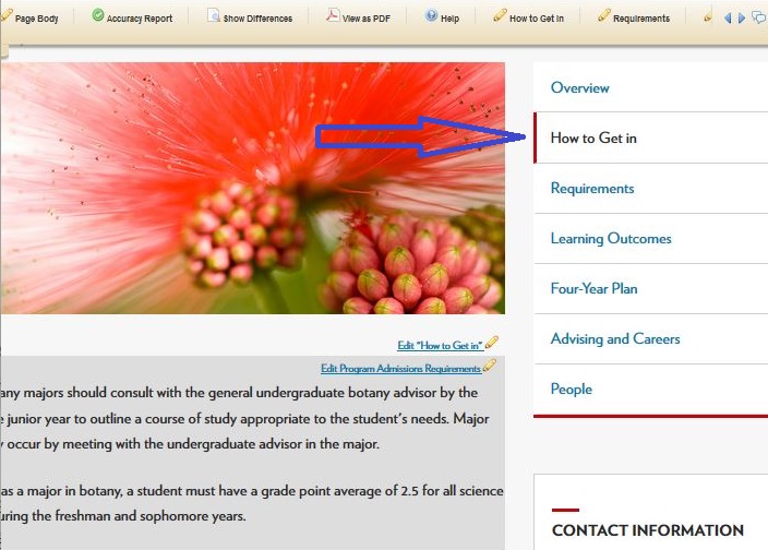 A Guide page in the editing environment with an arrow pointing to the "How to Get in" tab on the right side of the page.