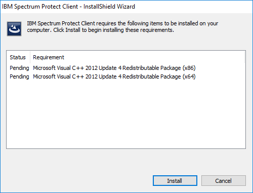 Install wizard - C++ distributeables. 