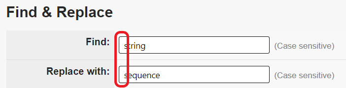 A space has been added in front of "string" and "sequence".