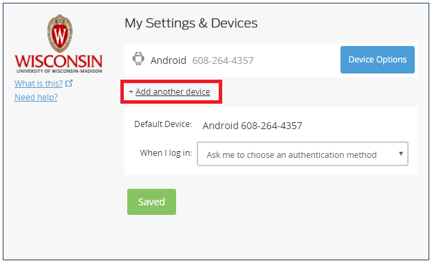 My Settings and Devices with Add Another Device highlighted