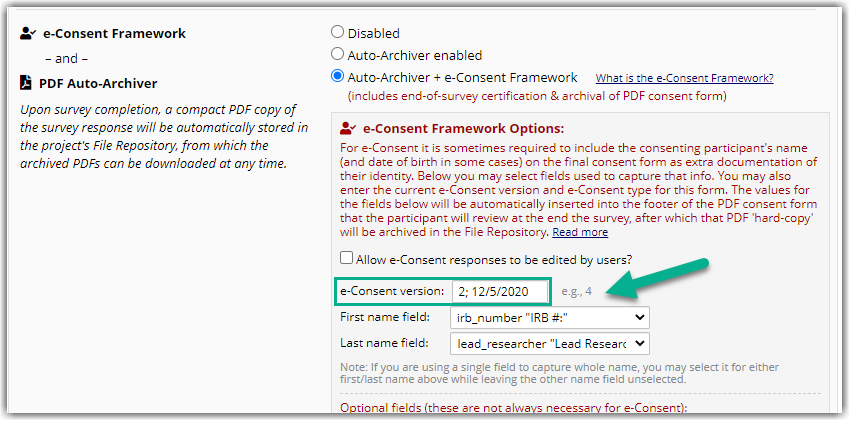 Image points out e-consent version entry box