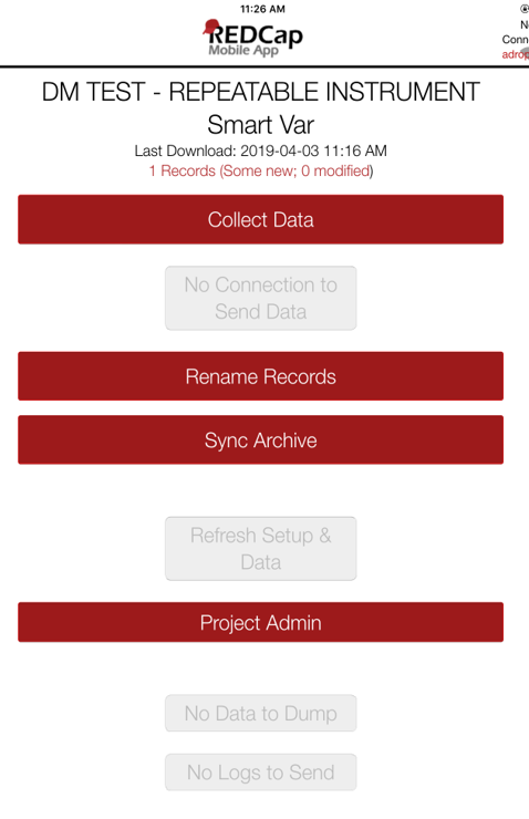Collect Data Ofline Screenshot