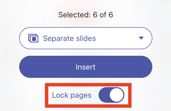 Slide the lock pages toggle to on
